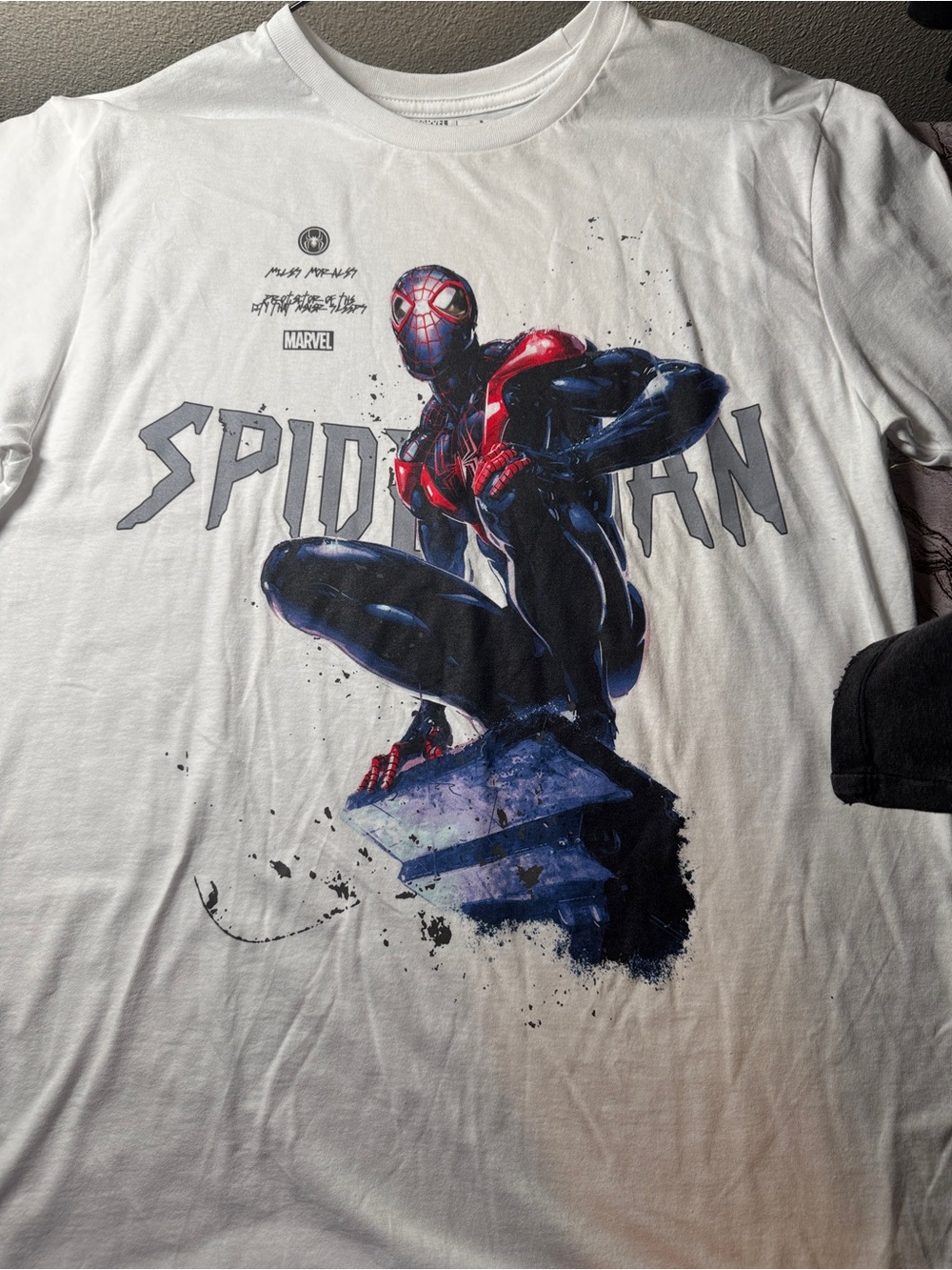 Marvel CVLA Miles Morales Spider-Man Graphic Tee in White with Red and Blue